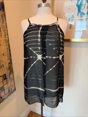Laura Siegel Silk Black & Cream Hand Painted Top